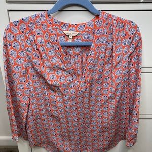 Rebecca Taylor tangerine pink floral blouse